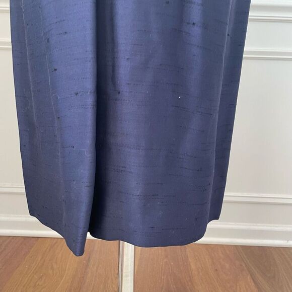 Vintage Mix & Match Dark Blue Sheath Dress Long Blazer Ivory Trim XS - Picture 11 of 13